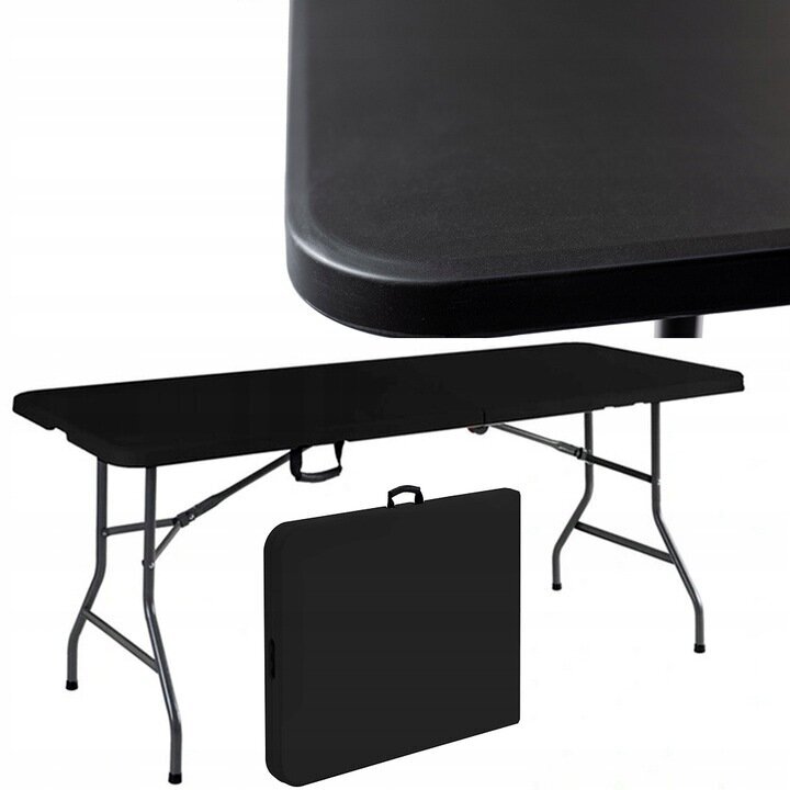 Sulankstomas stalas Bankietowo, juodas kaina ir informacija | Lauko stalai, staliukai | pigu.lt