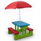 Vaikiškas stalas su suolais ir skėčiu, žalias цена и информация | Vaikiški lauko baldai | pigu.lt
