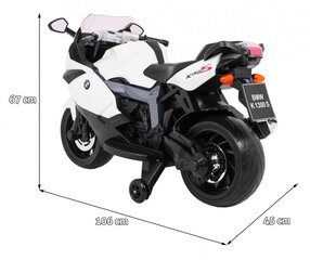 Vienvietis elektrinis motociklas vaikams BMW K1300S, baltas kaina ir informacija | Elektromobiliai vaikams | pigu.lt