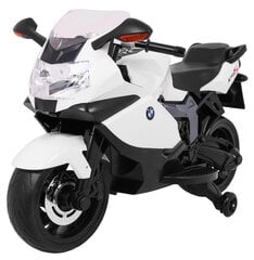 Детский аккумуляторный мотоцикл Bmw K1300S, белый, опорные колеса, со звуками и светом цена и информация | Электромобили для детей | pigu.lt