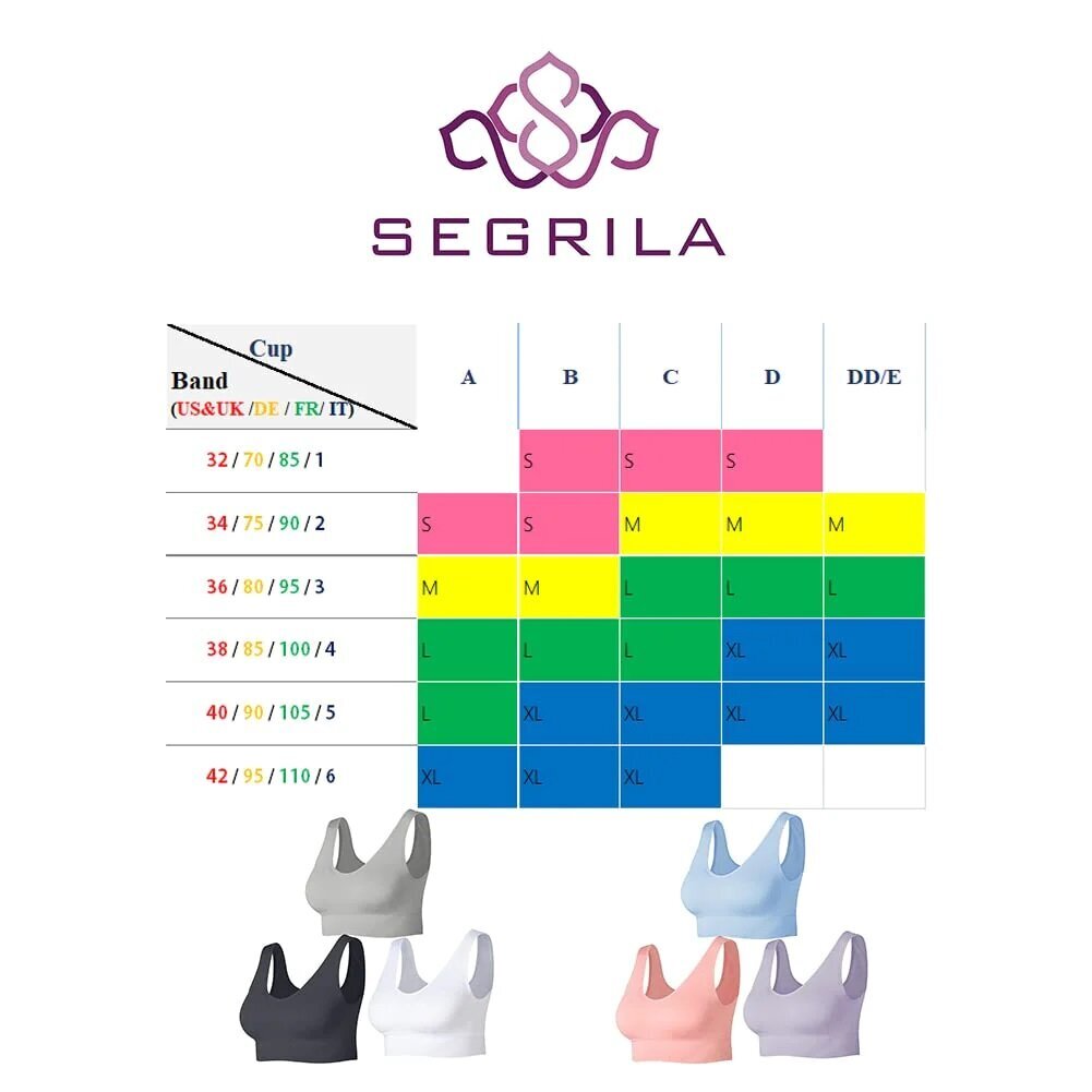 Sportinė liemenėlė moterims Segrila, įvairių spalvų, 3 vn kaina ir informacija | Sportinė apranga moterims | pigu.lt