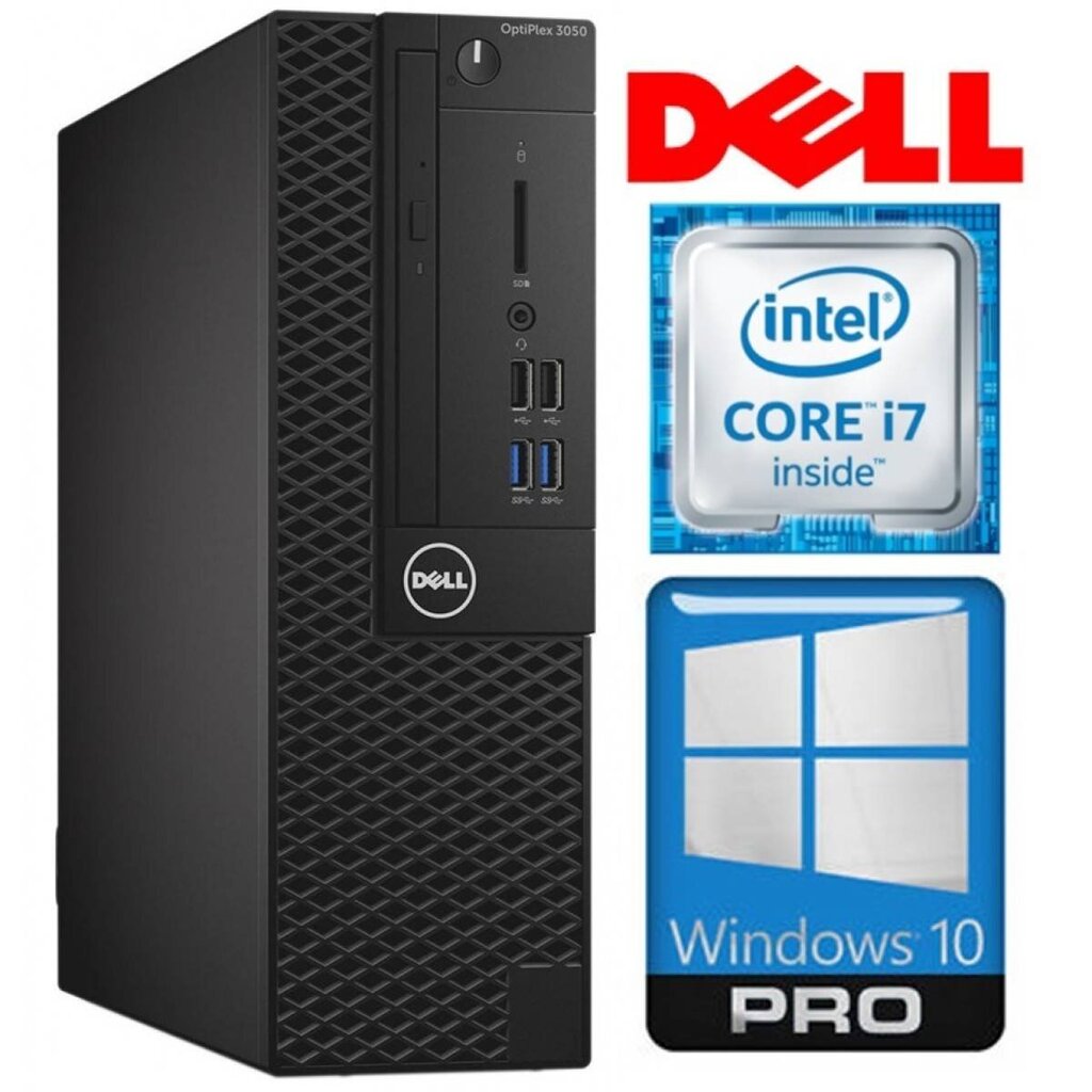 Dell3050 SFF i7-7700 8GB 256SSD M.2 NVME+1TB GT1030 2GB WIN10Pro kaina ir informacija | Stacionarūs kompiuteriai | pigu.lt