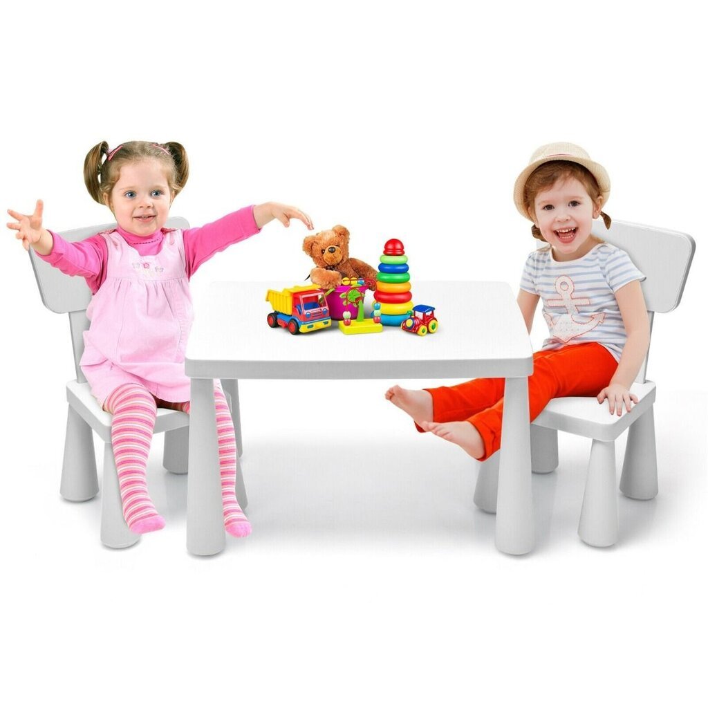 Vaikiškas stalo ir kėdžių komplektas Costway, baltas kaina ir informacija | Vaikiškos kėdutės ir staliukai | pigu.lt