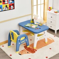 Vaikiškas stalo ir kėdės komplektas Costway, geltonas/mėlynas kaina ir informacija | Vaikiškos kėdutės ir staliukai | pigu.lt
