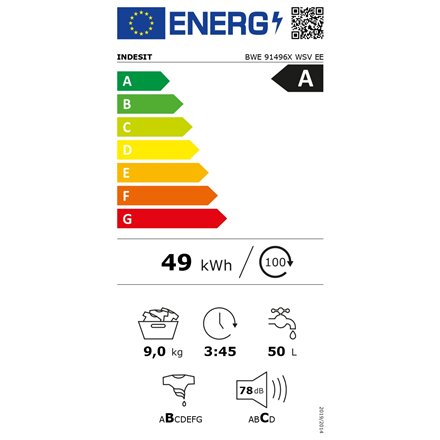 Indesit BWE 91496X WSV EE kaina ir informacija | Skalbimo mašinos | pigu.lt