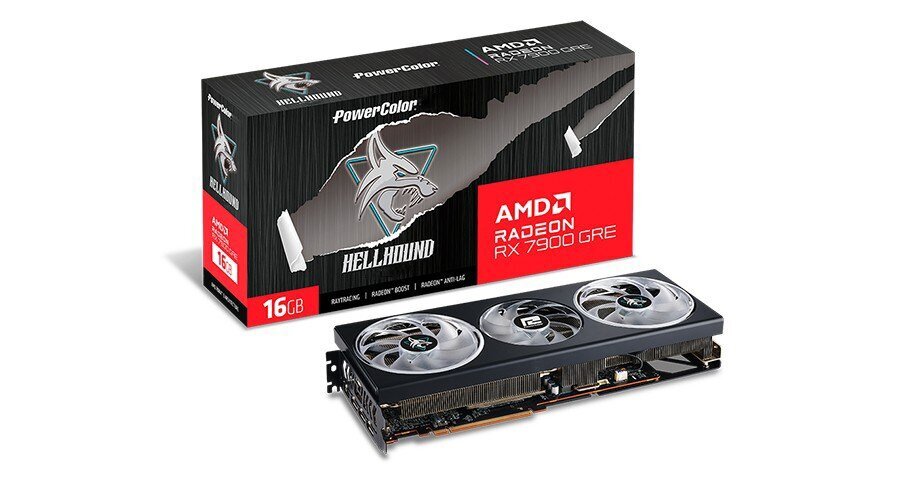 PowerColor Hellhound AMD Radeon RX 7900 GRE (RX 7900 GRE 16G-L/OC) kaina ir informacija | Vaizdo plokštės (GPU) | pigu.lt