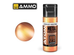 AMMO MIG - ATOM Акриловые краски METALLIC Gold Pink, 20ml, 20171 цена и информация | Принадлежности для рисования, лепки | pigu.lt