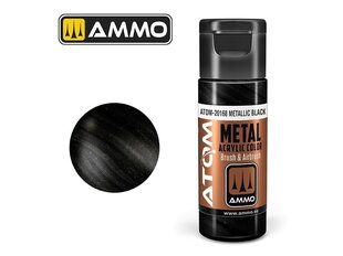 AMMO MIG - ATOM Акриловые краски METALLIC Black, 20ml, 20168 цена и информация | Принадлежности для рисования, лепки | pigu.lt