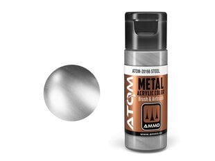 AMMO MIG - ATOM Акриловые краски METALLIC Steel, 20ml, 20166 цена и информация | Принадлежности для рисования, лепки | pigu.lt