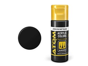 AMMO MIG - ATOM Акриловые краски Matt Black, 20ml, 20163 цена и информация | Принадлежности для рисования, лепки | pigu.lt