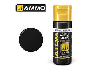 AMMO MIG - ATOM Акриловые краски Matt Black, 20ml, 20163 цена и информация | Принадлежности для рисования, лепки | pigu.lt