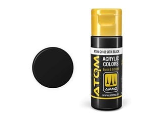 AMMO MIG - ATOM Акриловые краски Satin Black, 20ml, 20162 цена и информация | Принадлежности для рисования, лепки | pigu.lt