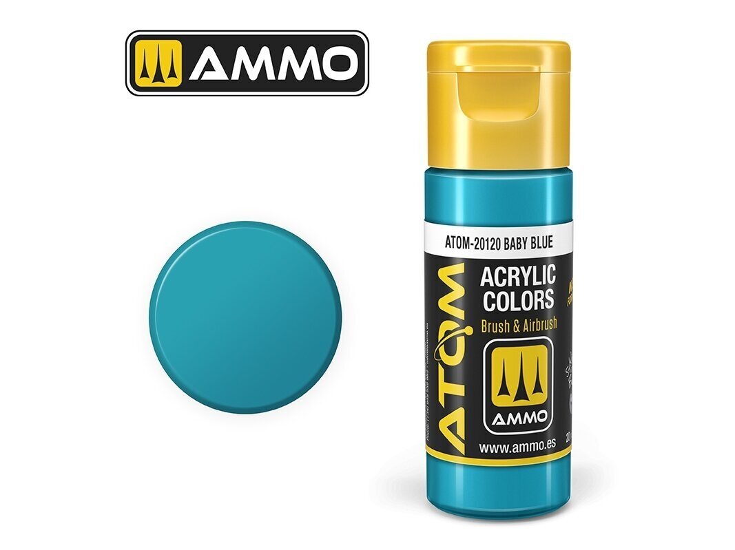 Akriliniai dažnai Ammo Mig AtomBaby Blue, 20ml, 20120 kaina ir informacija | Piešimo, tapybos, lipdymo reikmenys | pigu.lt