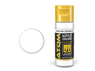 AMMO MIG - ATOM Акриловые Satin White, 20ml, 20001 цена и информация | Принадлежности для рисования, лепки | pigu.lt