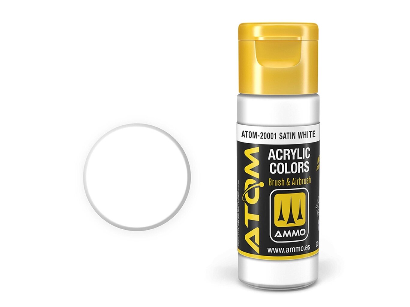 Akriliniai dažnai Ammo Mig AtomSatin White, 20ml, 20001 цена и информация | Piešimo, tapybos, lipdymo reikmenys | pigu.lt