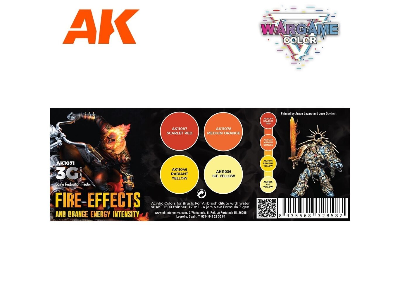 Akrilinių dažų rinkinys AK Interactive 3rd generation Wargame color Fire effects, AK1071 цена и информация | Piešimo, tapybos, lipdymo reikmenys | pigu.lt