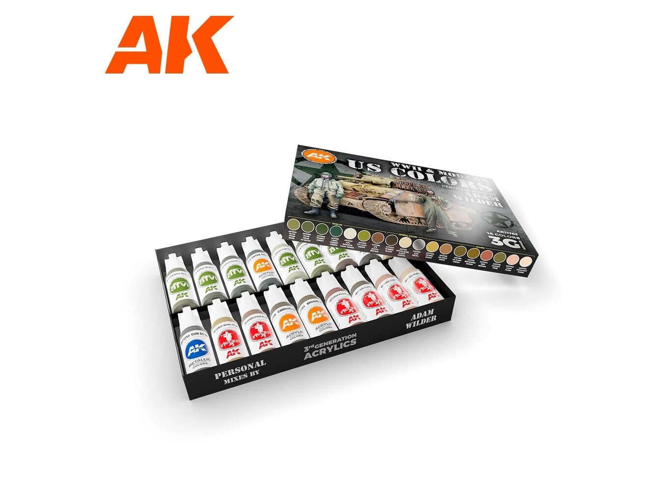 Akrilinių dažų rinkinys AK Interactive 3rd generation Signature Set Adam Wilder, AK11763 kaina ir informacija | Piešimo, tapybos, lipdymo reikmenys | pigu.lt