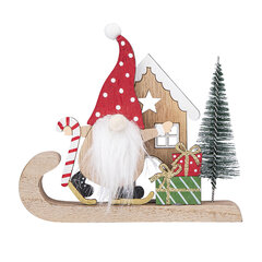 деревянная фигурка гнома на санях 14x2x12 см цена и информация | Рождественское украшение CA1031, 10 см | pigu.lt