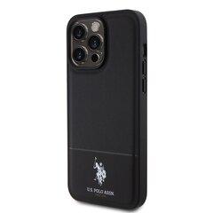 U.S. Polo PU Leather Mesh Pattern Double Horse Case for iPhone 15 Pro Black цена и информация | Чехлы для телефонов | pigu.lt