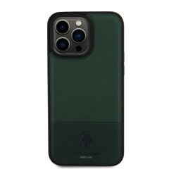 U.S. Polo PU Leather Mesh Pattern Double Horse Case for iPhone 15 Pro Max Green цена и информация | Чехлы для телефонов | pigu.lt