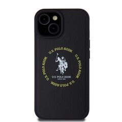 U.S. Polo PU Leather Printed Round Double Horse MagSafe Case for iPhone 15 Black цена и информация | Чехлы для телефонов | pigu.lt