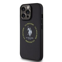 U.S. Polo PU Leather Printed Round Double Horse MagSafe Case for iPhone 15 Pro Max Black цена и информация | Чехлы для телефонов | pigu.lt