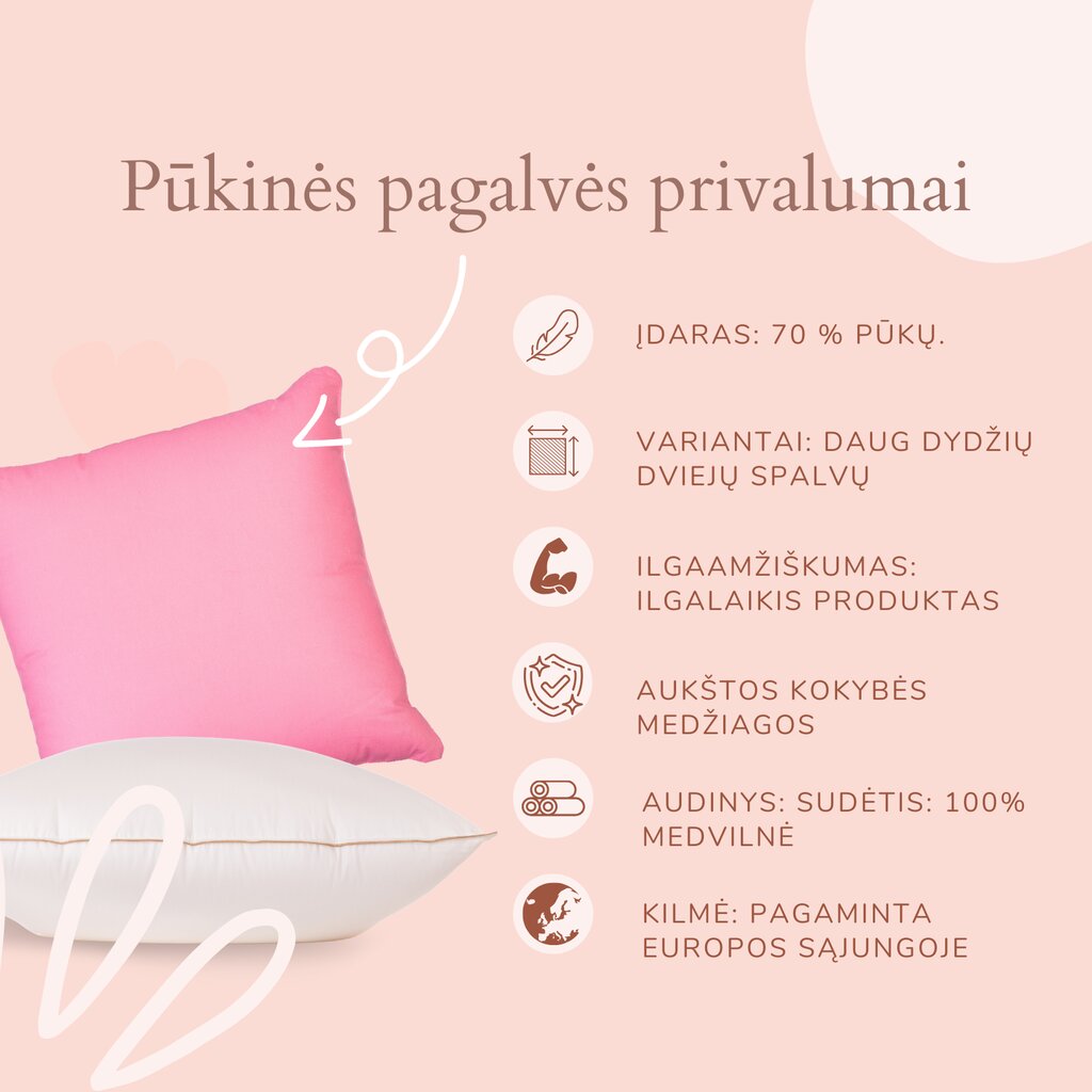 Aukščiausios kokybės pūkinė miego pagalvė цена и информация | Pagalvės | pigu.lt