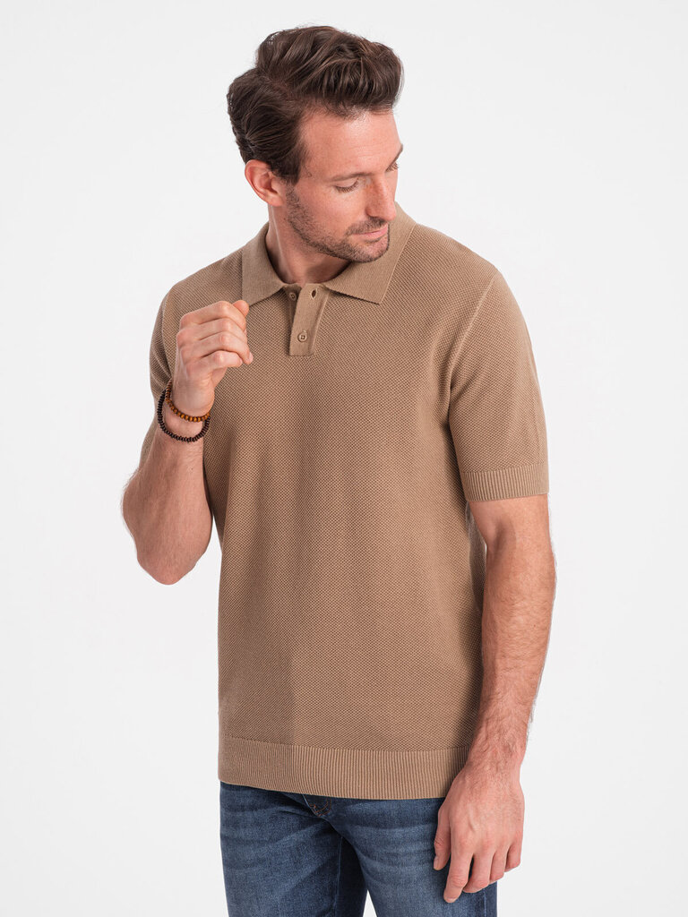 Polo marškinėliai vyrams Ombre OM-POSS-0117, smėlio spalvos цена и информация | Vyriški marškinėliai | pigu.lt