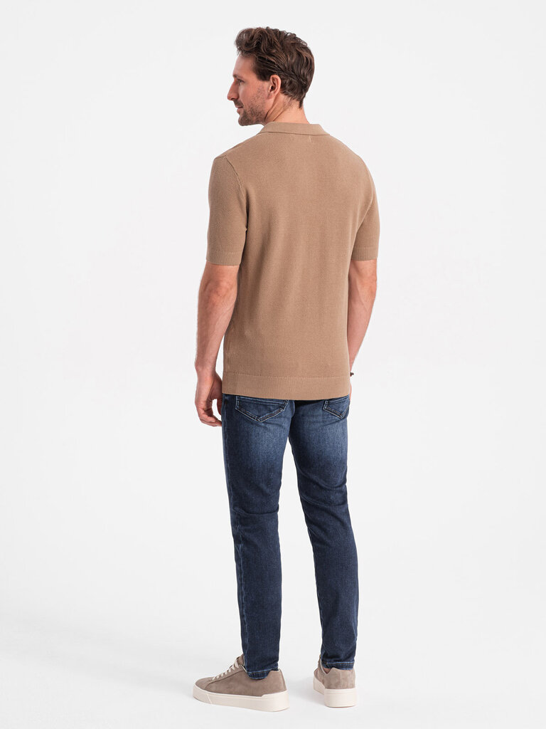 Polo marškinėliai vyrams Ombre OM-POSS-0117, smėlio spalvos цена и информация | Vyriški marškinėliai | pigu.lt