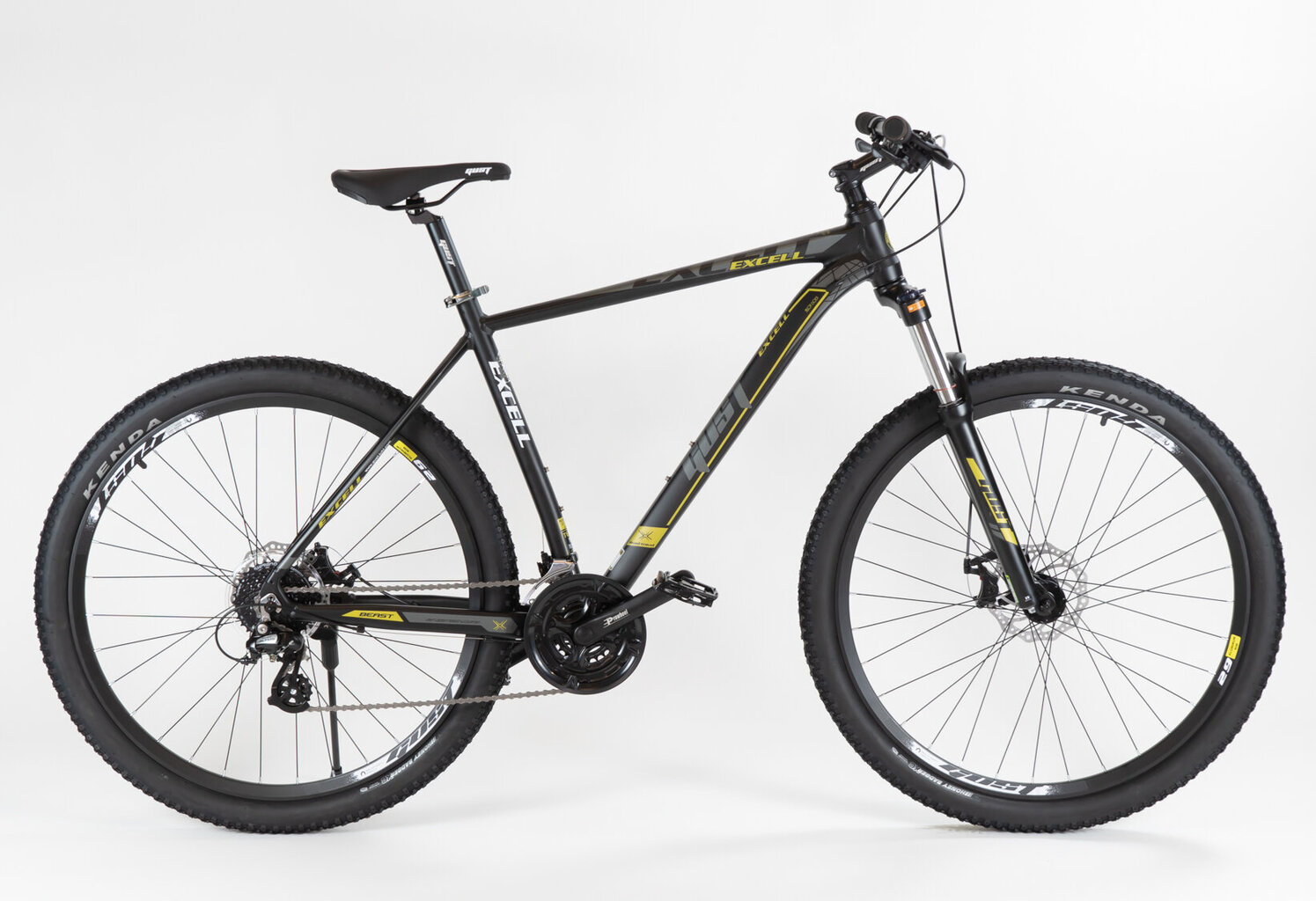 Kalnų dviratis Gust Excell, 29'', juodas/geltonas kaina ir informacija | Dviračiai | pigu.lt