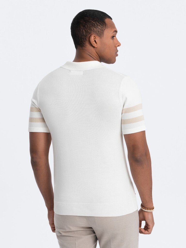 Polo marškinėliai vyrams Ombre OM-POSS-0118, balti kaina ir informacija | Vyriški marškinėliai | pigu.lt