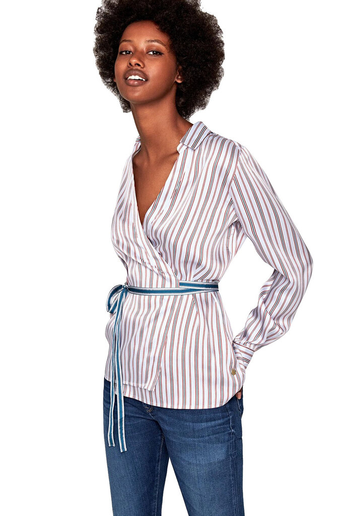 Pepe Jeans marškiniai moterims PL303234 0AA, balti kaina ir informacija | Palaidinės, marškiniai moterims | pigu.lt