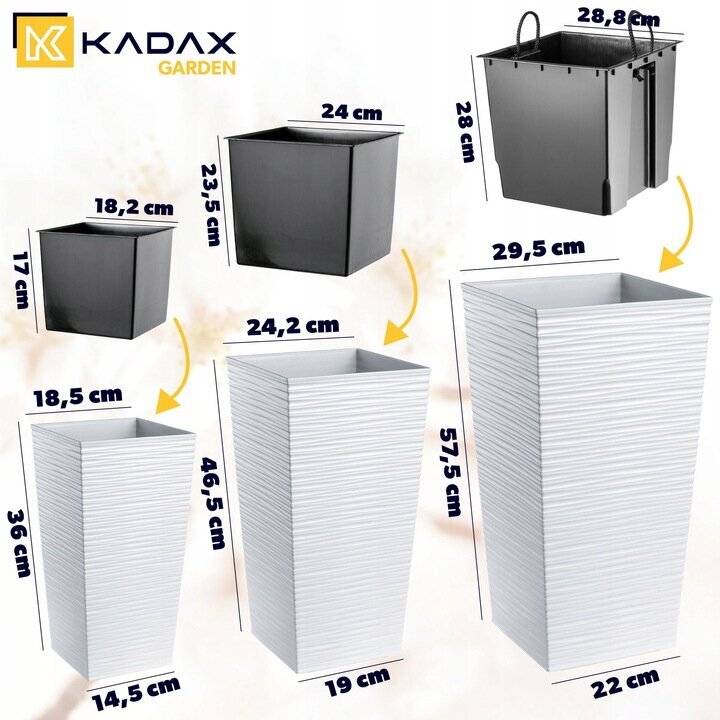 Vazonų rinkinys Kadax, 36, 46.5, 57.5 cm, 3 vnt. kaina ir informacija | Vazonai | pigu.lt