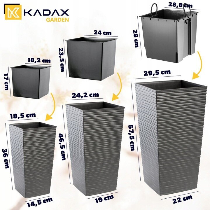 Vazonas Kadax, 57x22x29,5 cm, 3 vnt. kaina ir informacija | Vazonai | pigu.lt