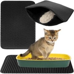 Dvisluoksnis kačių kraiko kilimėlis, 40x50 cm, juodas kaina ir informacija | Priežiūros priemonės gyvūnams | pigu.lt