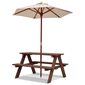 Vaikiškas stalas su skėčiu Costway, rudas kaina ir informacija | Vaikiški lauko baldai | pigu.lt