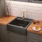 Kriauklė granitas virtuvės maišytuvas Retro Farm juoda kaina ir informacija | Virtuvinės plautuvės | pigu.lt