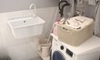 Ūkinė kriauklė garažas skalbykla virtuvės maišytuvas balta цена и информация | Virtuvinės plautuvės | pigu.lt