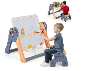 Складной детский стол 6в1 со стулом и мольбертом Costway цена и информация | Детские столы и стулья | pigu.lt