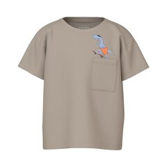 Marškinėliai vaikams Name It Boxy Top 323630, smėlio spalvos kaina ir informacija | Marškinėliai mergaitėms | pigu.lt