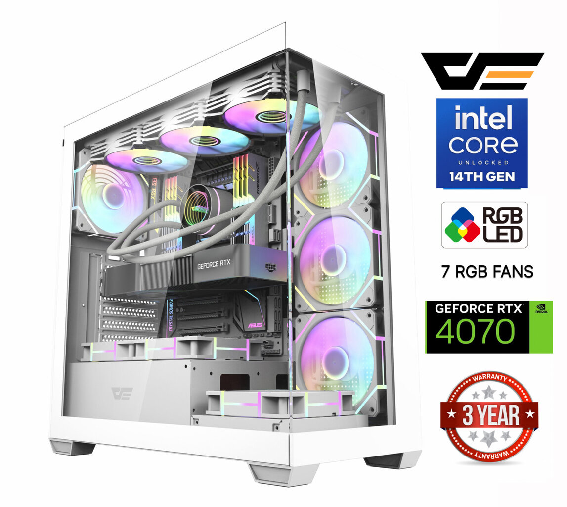 Core i7-14700F 32GB 512GB SSD 2TB HDD RTX 4070 12GB NoOS kaina ir informacija | Stacionarūs kompiuteriai | pigu.lt