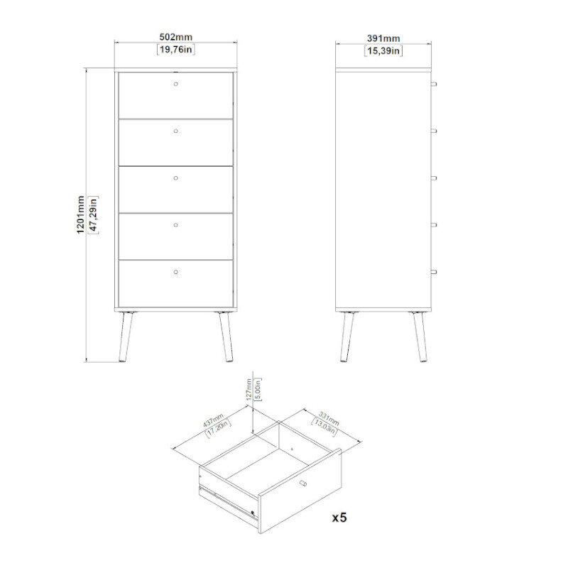 Komoda Aatrium Bodo 50x39x120 cm, pilka kaina ir informacija | Komodos | pigu.lt