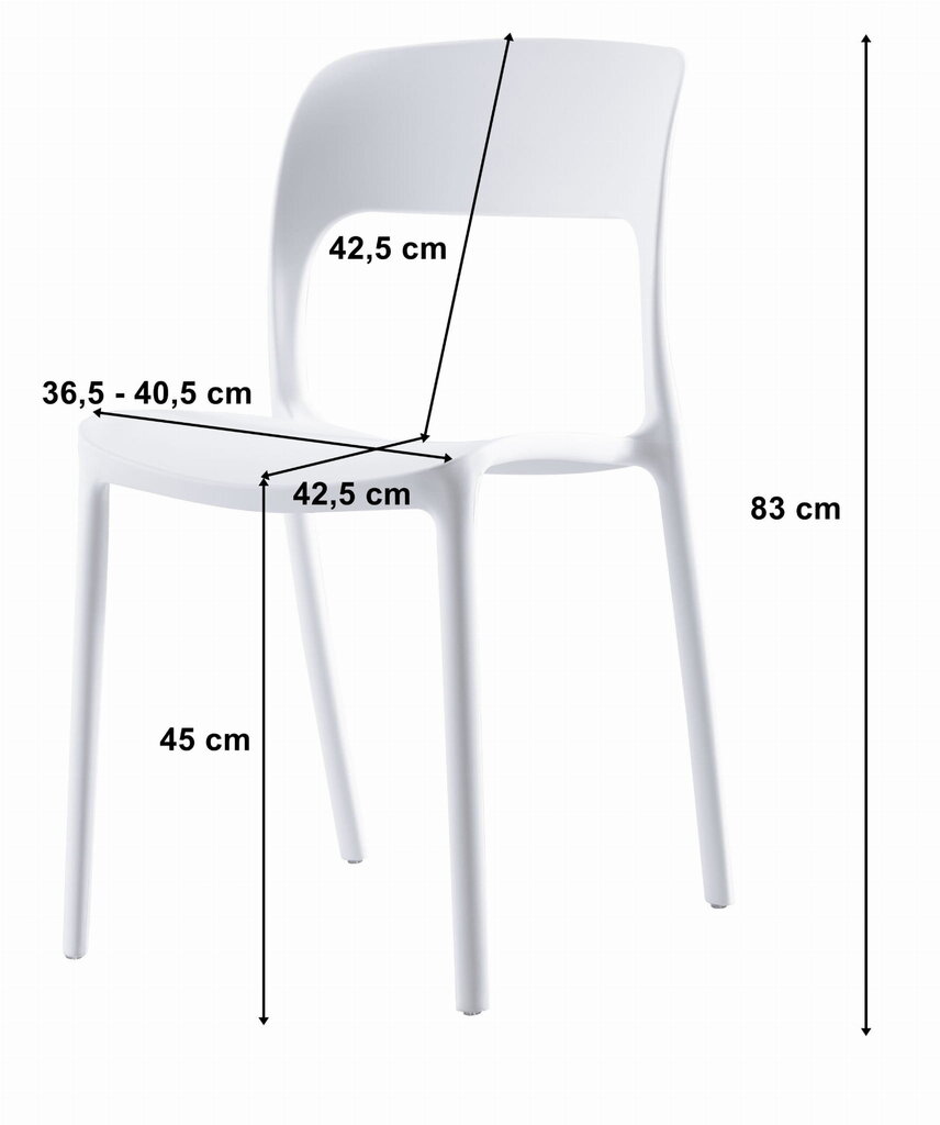 3-ių kėdžių komplektas Leobert Ipos, baltas kaina ir informacija | Virtuvės ir valgomojo kėdės | pigu.lt