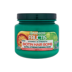 PLaukų kaukė Garnier Fructis Vitamin & Strength Biotin Hair Bomb, 320ml kaina ir informacija | Balzamai, kondicionieriai | pigu.lt