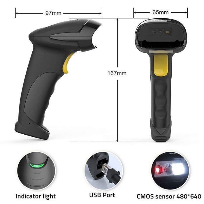 Qoltec Laser Barcode Scanner 50853 kaina ir informacija | Išmanioji technika ir priedai | pigu.lt