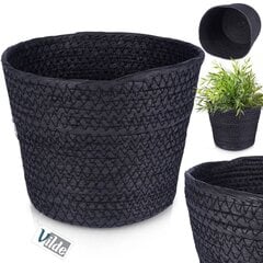 Плетеный вазон, черный, 19x15.5 см цена и информация | Вазоны | pigu.lt