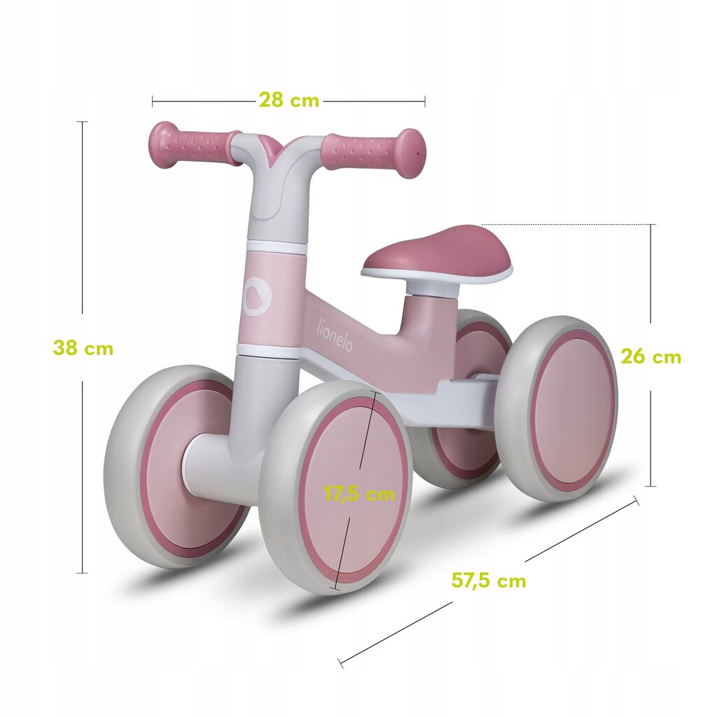 Balansinis dviratukas Lionelo Villy, rožinis kaina ir informacija | Balansiniai dviratukai | pigu.lt