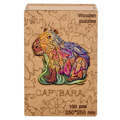 Medinė dėlionė Kapibara, 100 d. kaina ir informacija | Dėlionės (puzzle) | pigu.lt