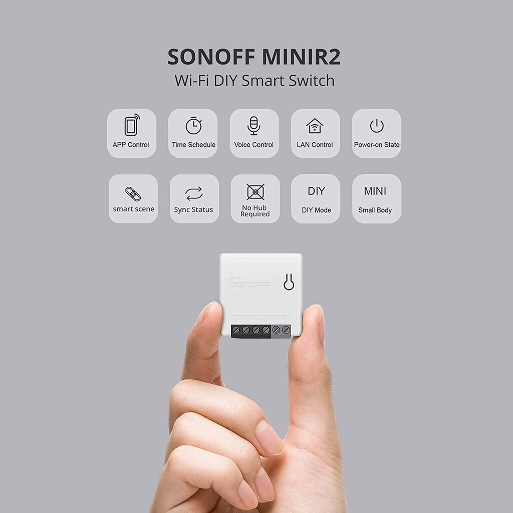 Išmanusis Wi-Fi jungiklis Sonoff Minir2 kaina ir informacija | Elektros jungikliai, rozetės | pigu.lt