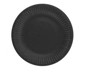 Lėkštės Monochrome, juodos, 6 vnt., 18 cm цена и информация | Праздничная одноразовая посуда | pigu.lt